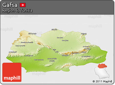 Physical 3D Map of Gafsa, single color outside