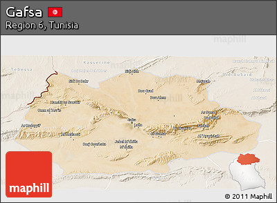 Satellite 3D Map of Gafsa, lighten