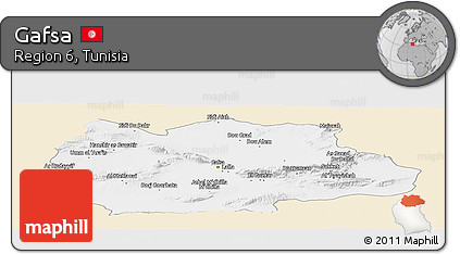 Classic Style Panoramic Map of Gafsa, single color outside