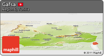 Physical Panoramic Map of Gafsa, lighten