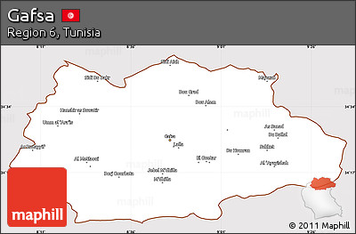 Classic Style Simple Map of Gafsa, cropped outside