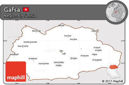Classic Style Simple Map of Gafsa, cropped outside