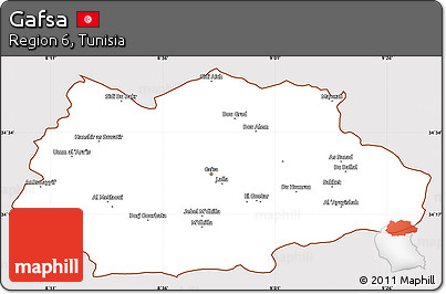 Classic Style Simple Map of Gafsa, cropped outside