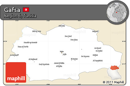 Classic Style Simple Map of Gafsa, single color outside