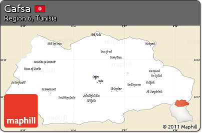 Classic Style Simple Map of Gafsa, single color outside