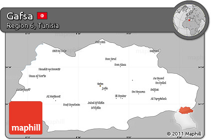 Gray Simple Map of Gafsa, single color outside