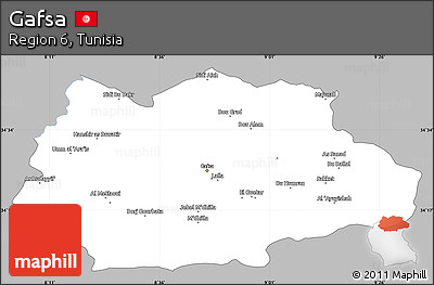Gray Simple Map of Gafsa, single color outside