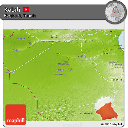 Physical 3D Map of Kebili