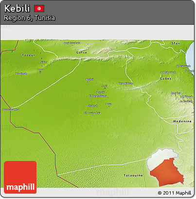 Physical 3D Map of Kebili