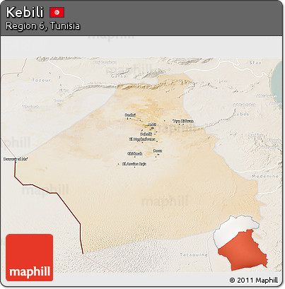 Satellite 3D Map of Kebili, lighten