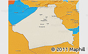Shaded Relief 3D Map of Kebili, political outside