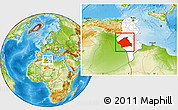 Physical Location Map of Kebili, highlighted country, within the entire country