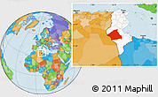 Political Location Map of Kebili, highlighted country