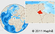 Shaded Relief Location Map of Kebili