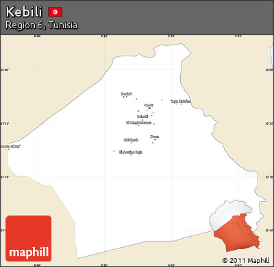 Classic Style Simple Map of Kebili, single color outside