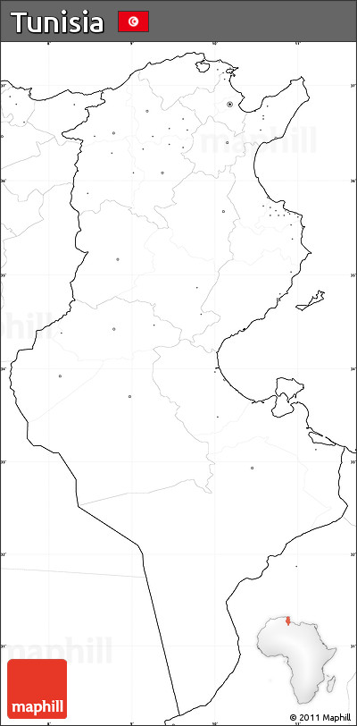 Blank Simple Map of Tunisia, no labels