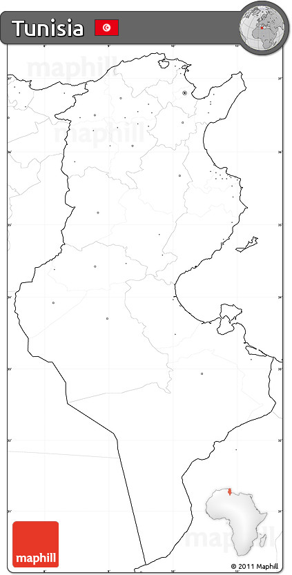 Blank Simple Map of Tunisia, no labels