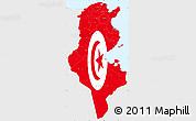Flag Simple Map of Tunisia, single color outside