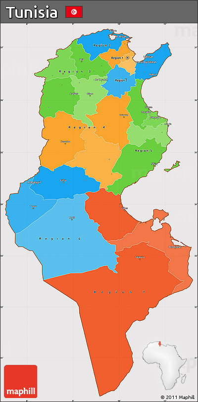 Political Simple Map of Tunisia, cropped outside