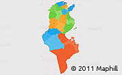 Political Simple Map of Tunisia, cropped outside