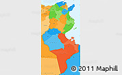 Political Simple Map of Tunisia, political shades outside