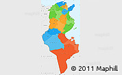 Political Simple Map of Tunisia, single color outside, borders and labels