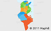 Political Simple Map of Tunisia, single color outside