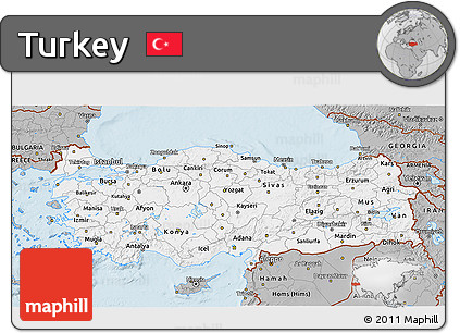 Gray 3D Map of Turkey