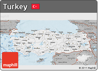 Gray 3D Map of Turkey
