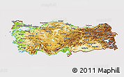 Physical 3D Map of Turkey, cropped outside