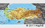 Physical 3D Map of Turkey, darken, desaturated, land only