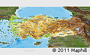 Physical 3D Map of Turkey, darken, land only