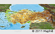 Physical 3D Map of Turkey, darken, land only