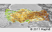 Physical 3D Map of Turkey, desaturated