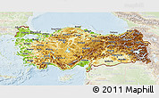 Physical 3D Map of Turkey, lighten