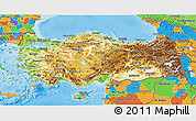 Physical 3D Map of Turkey, political outside, shaded relief sea