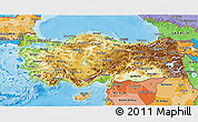 Physical 3D Map of Turkey, political shades outside, shaded relief sea