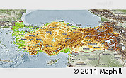 Physical 3D Map of Turkey, semi-desaturated