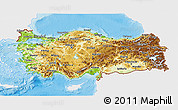 Physical 3D Map of Turkey, single color outside