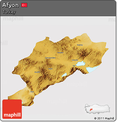 Physical 3D Map of Afyon, cropped outside
