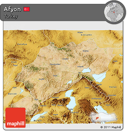 Satellite 3D Map of Afyon, physical outside