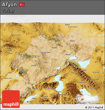 Satellite 3D Map of Afyon, physical outside