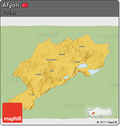Savanna Style 3D Map of Afyon, single color outside