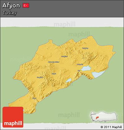 Savanna Style 3D Map of Afyon, single color outside