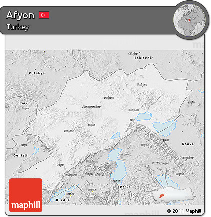 Silver Style 3D Map of Afyon
