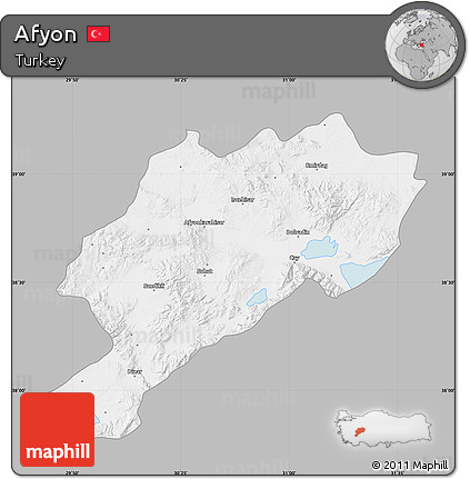 Gray Map of Afyon, single color outside