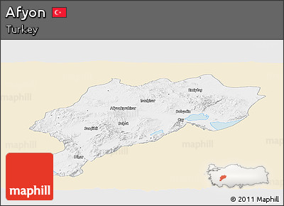Classic Style Panoramic Map of Afyon, single color outside