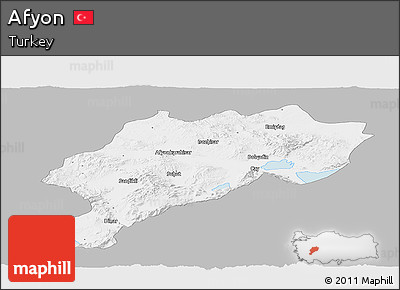 Gray Panoramic Map of Afyon, single color outside