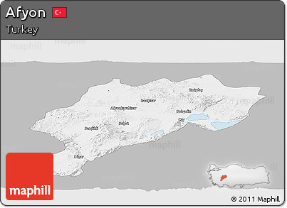 Gray Panoramic Map of Afyon, single color outside