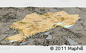 Satellite Panoramic Map of Afyon, darken, semi-desaturated